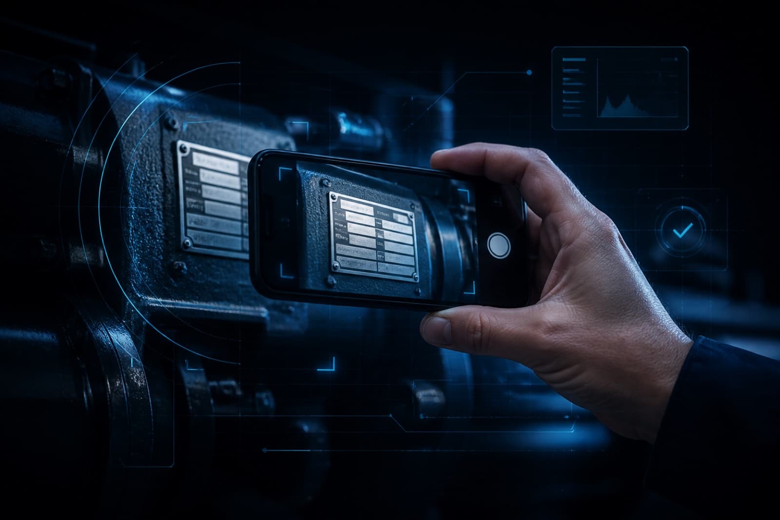 Captura de placa de equipamento com smartphone para evidência auditável